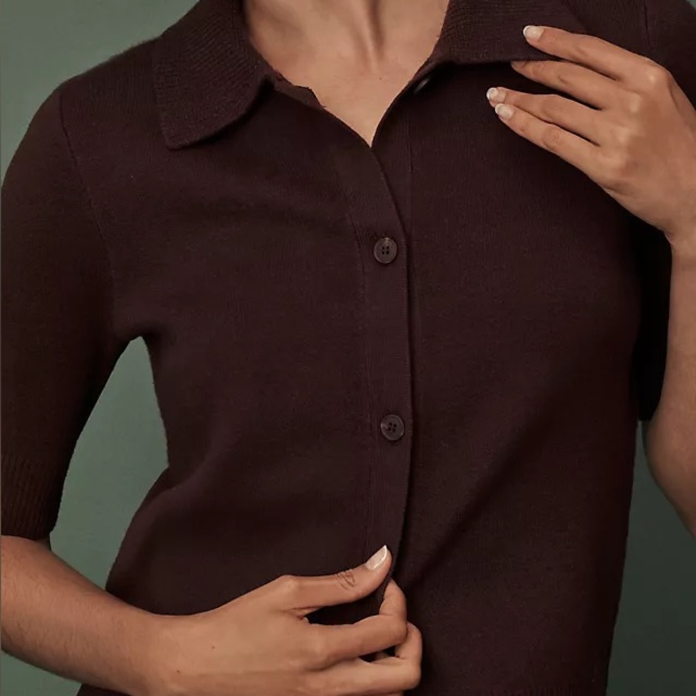 The Kinsley Collared Cropped Cardigan Sweater by Maeve
